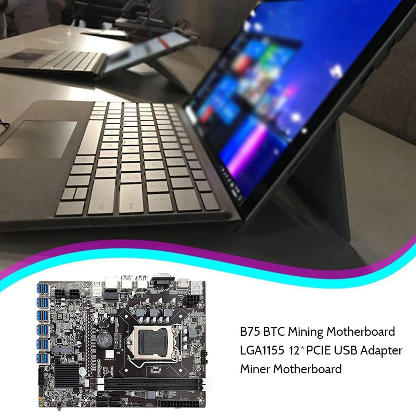 B75 Eth Mining Motherboard 12 Pcie to Usb Adapter Lga1155 Msata