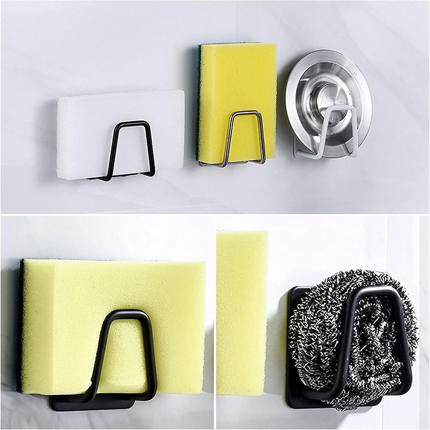 6pcs Sponge Holder Self-adhesive Sponge Holder No Drill Kitchen C
