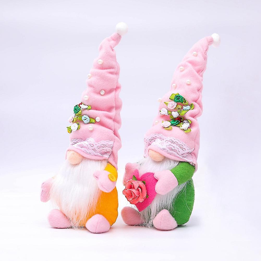 Valentine's Day Decorations Gnome Top Hat Pearl Flower Faceless-b