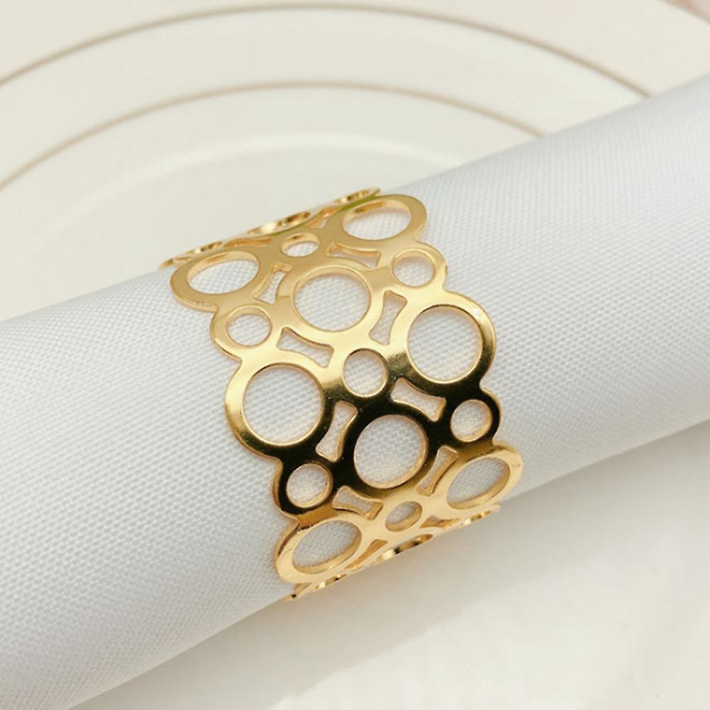 6-piece Metal Napkin Holder, Party Hollow Round Design Napkin Ring