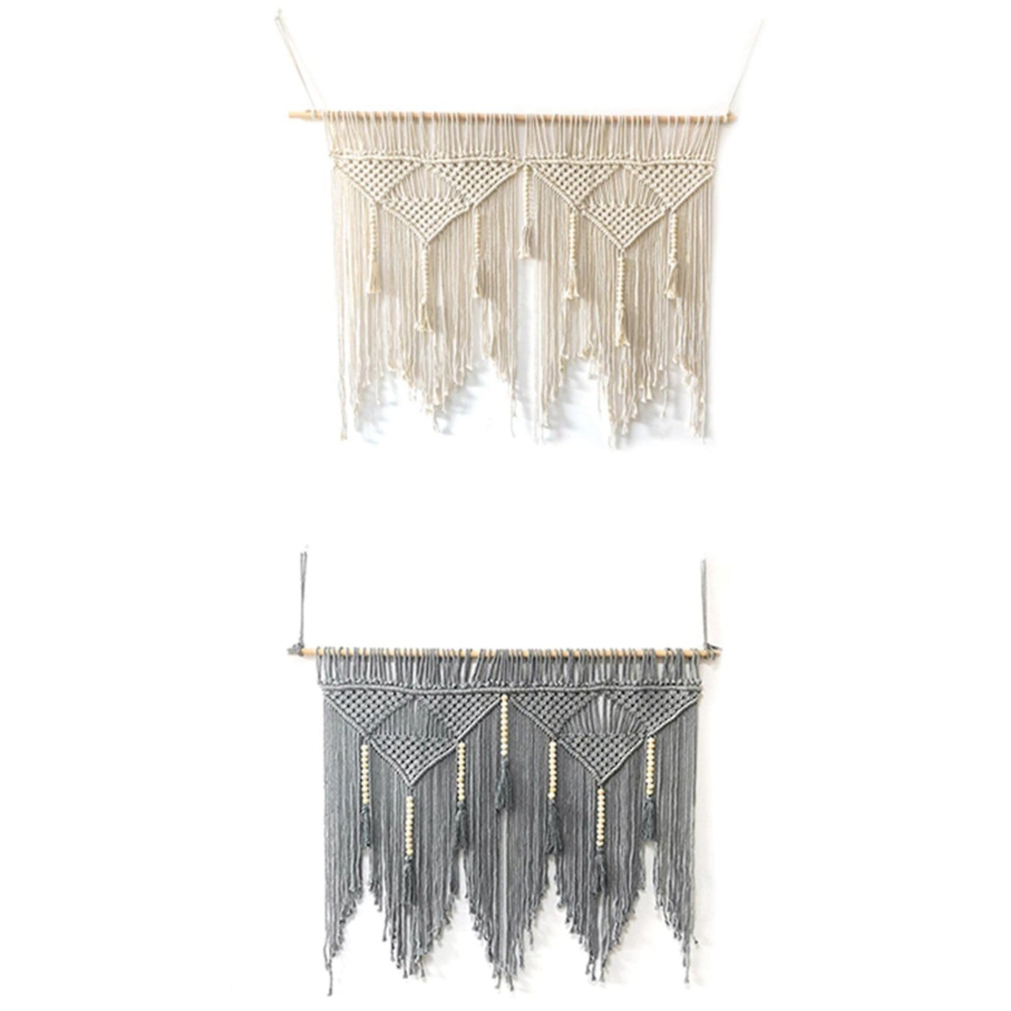 Macrame Wall Hanging Woven Bohemian Cotton Rope Decor Gray