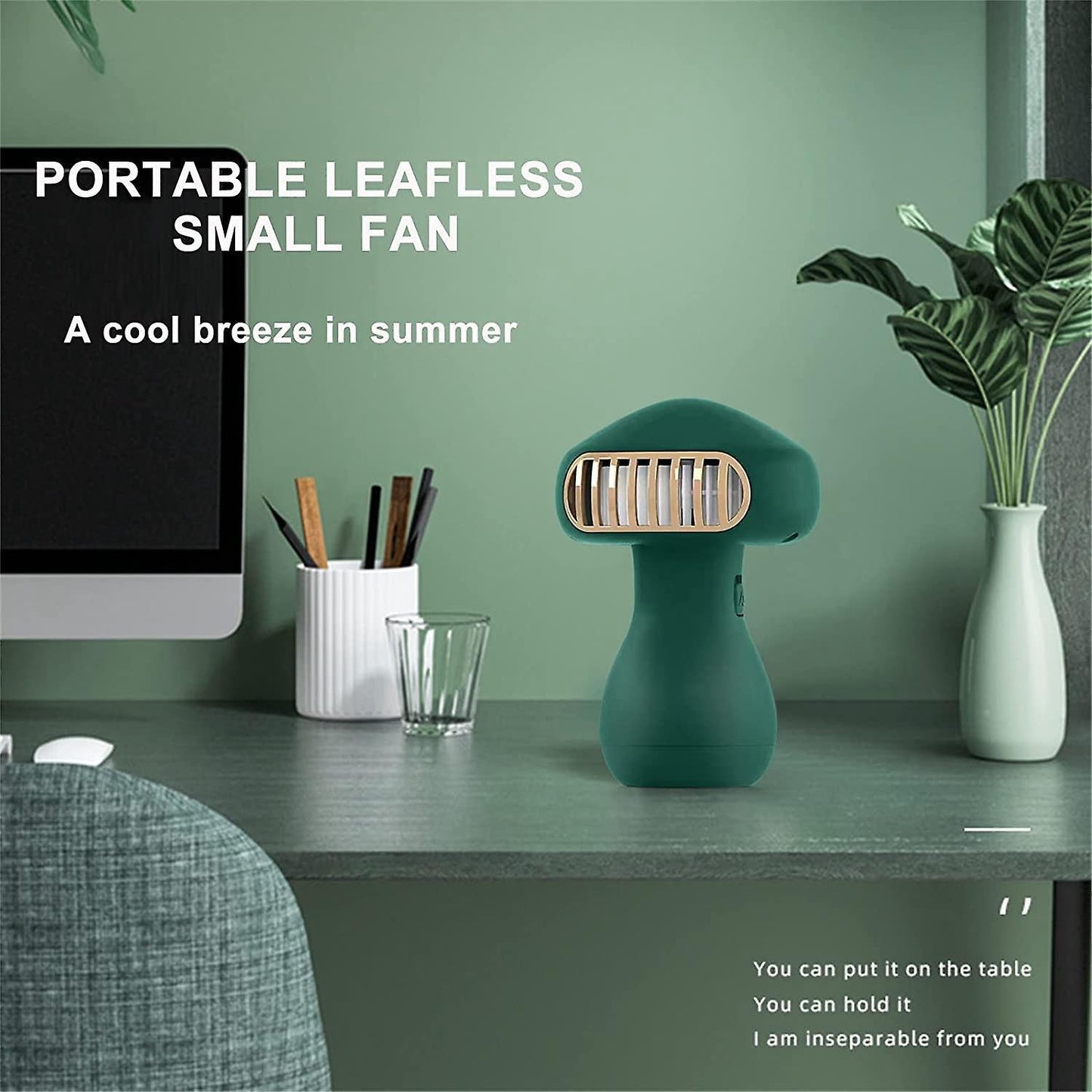 500 Mah Battery Usb Rechargeable Fan for Office Camping Outdoor,green