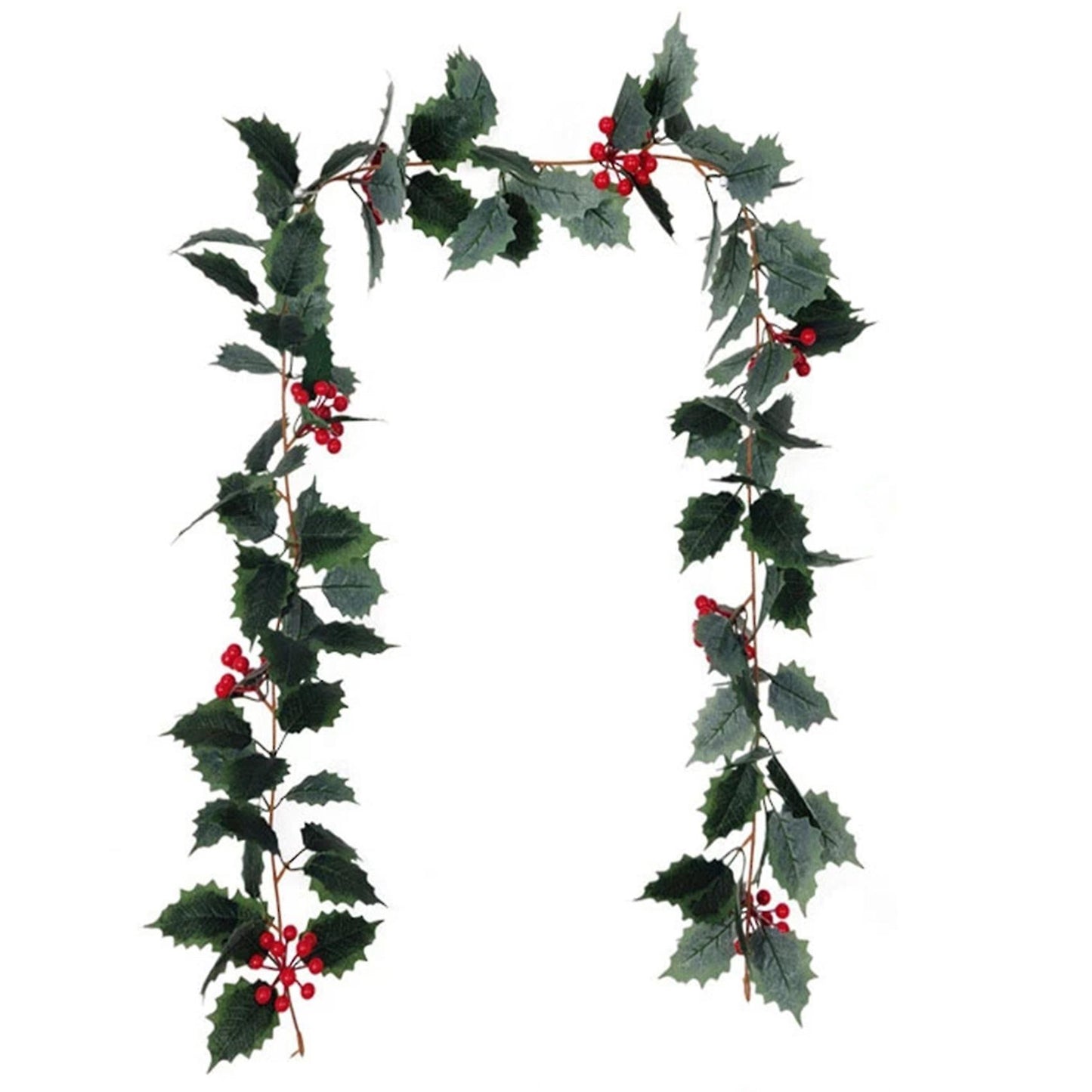 Christmas Garland Winter Red Berries Xmas Party-dark Green