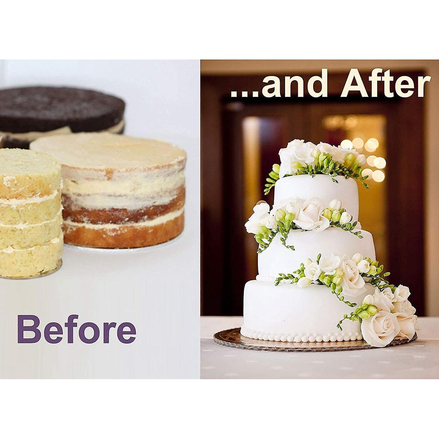 Round Acrylic Cake Disc Set with Square Scraper for Baked Goods