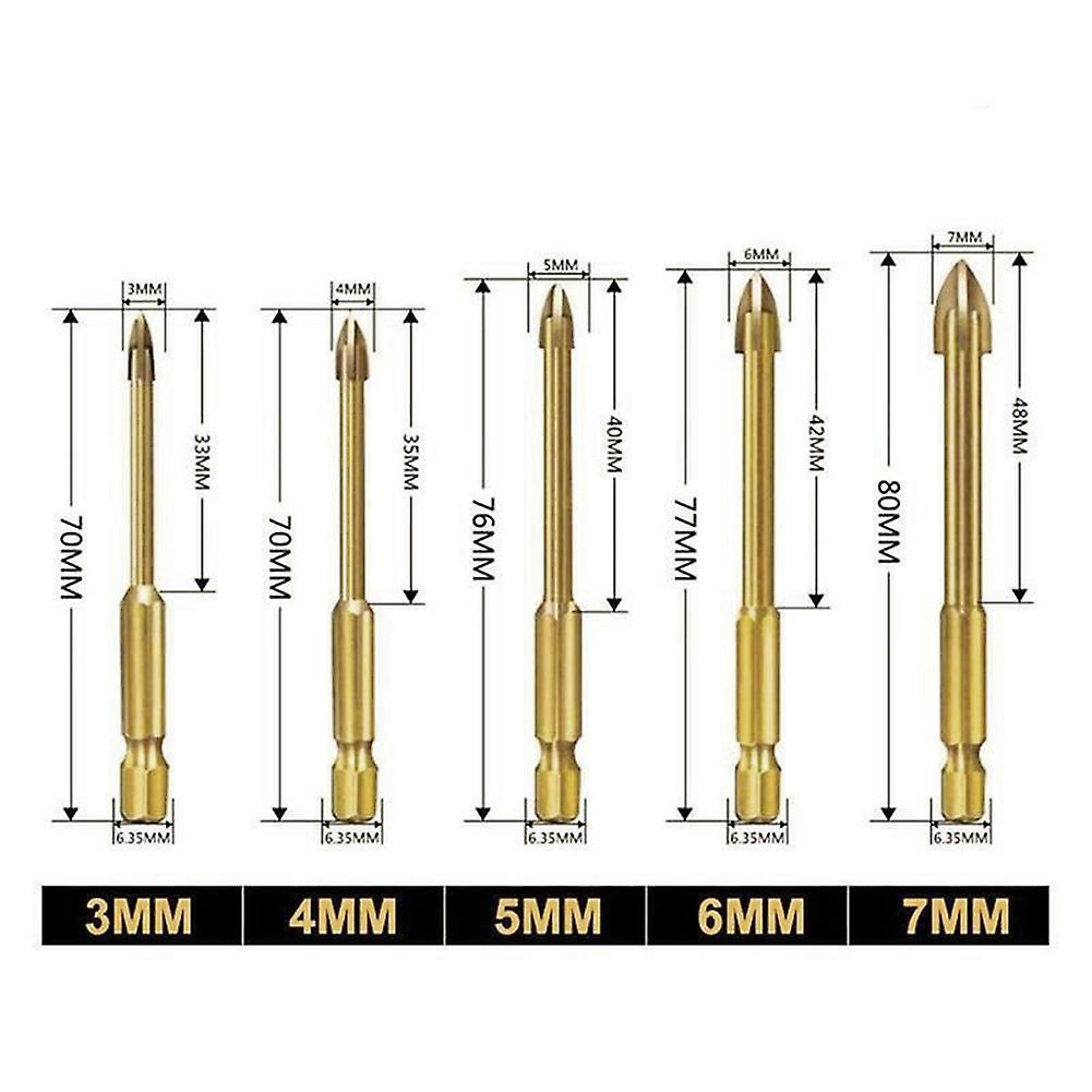 5pcs Universal Drilling Tool Cross Alloy Drill for Woodworking Gold