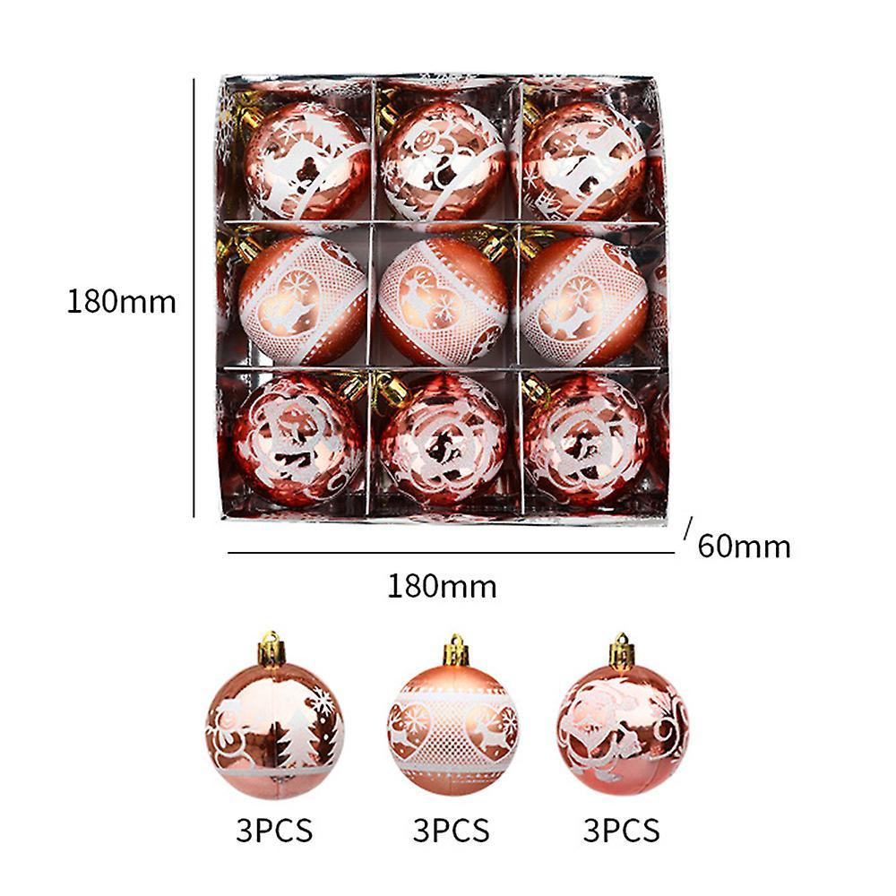 9pcs Christmas Balls Christmas Tree Decor Hanging for Home(rose Gold)