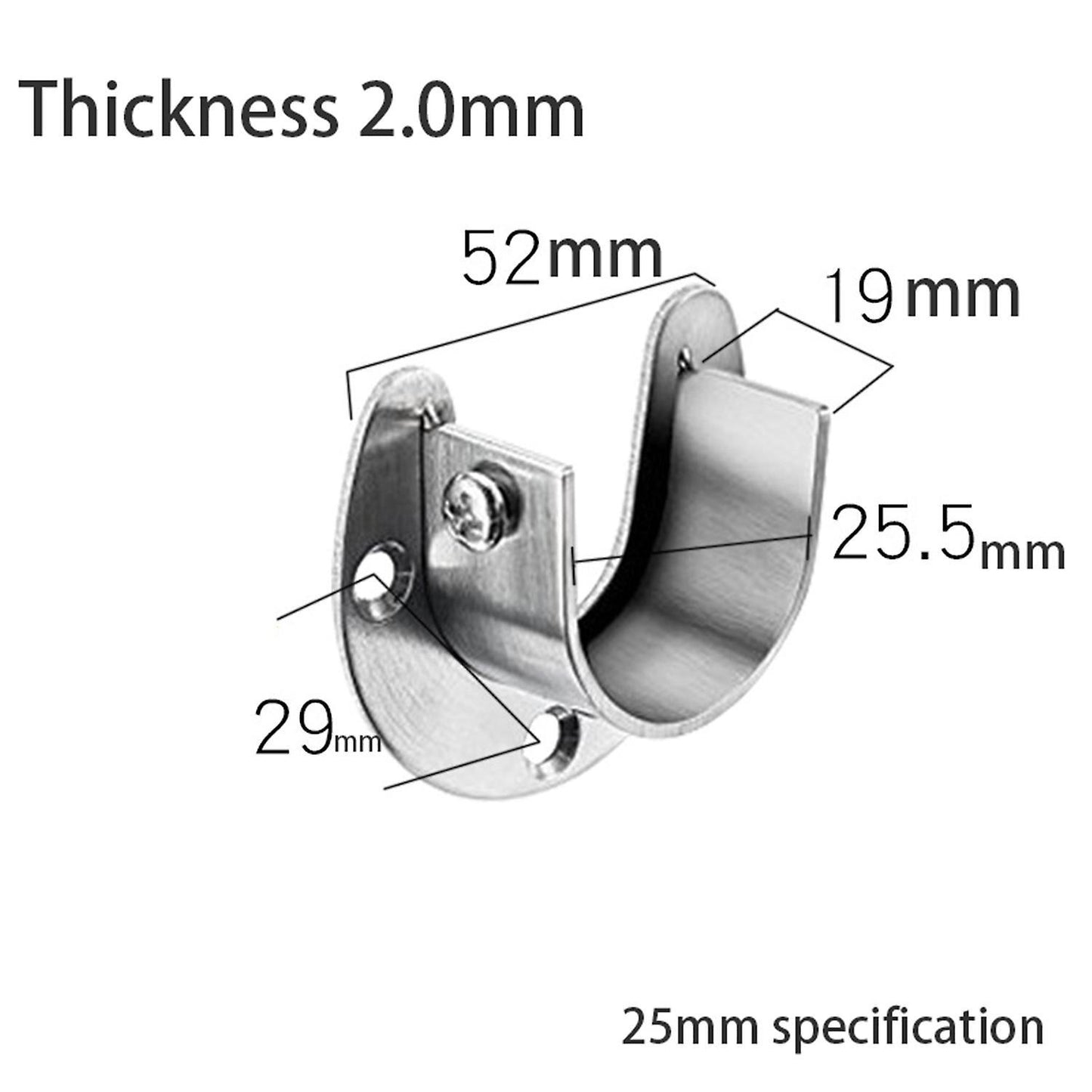 Stainless Steel Hanging Rod Bracket U Shaped Curtain Rod Bracket
