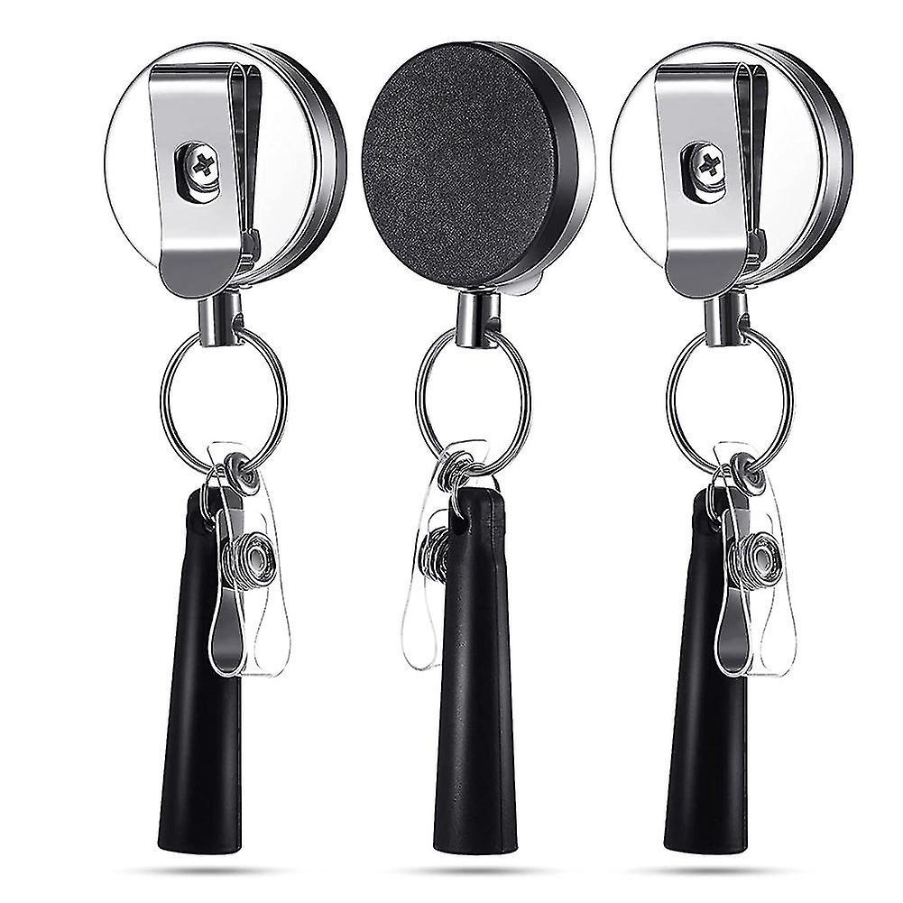 Metal Retractable Badge Reel with Pen Holder Flexible Pull Badge Pen