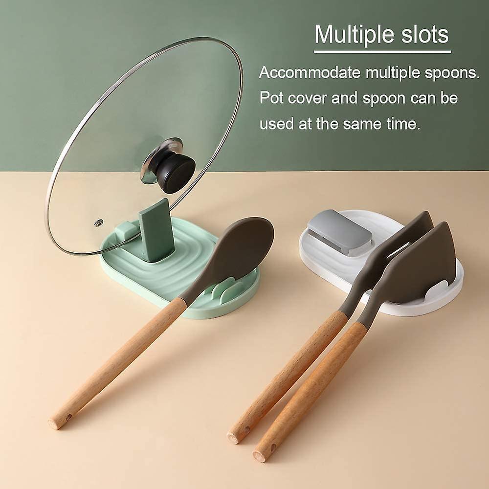 2pcs Foldable Lid and Spoon Rest with Drip Pad,spoon Holder (white)
