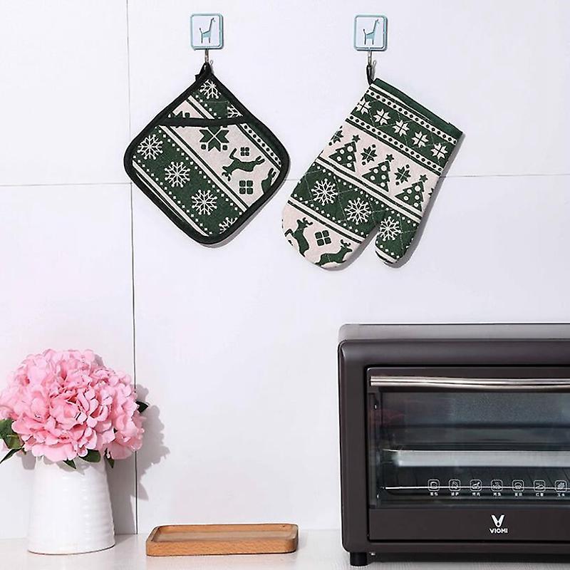 Christmas Microwave Oven Gloves Thick Cloth Insulation Pad, Red