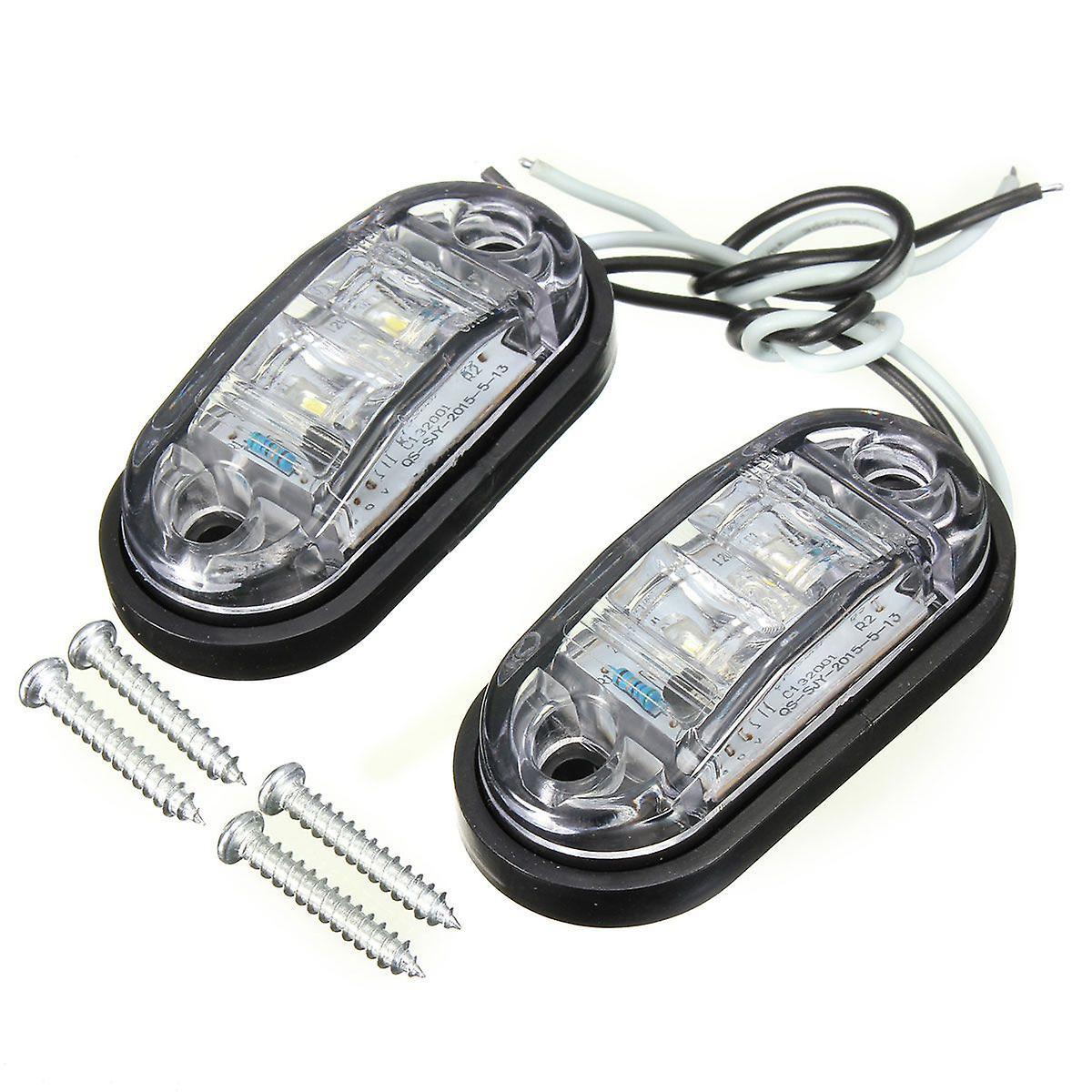 4x Led Light Side Overall Truck Trailer Van White
