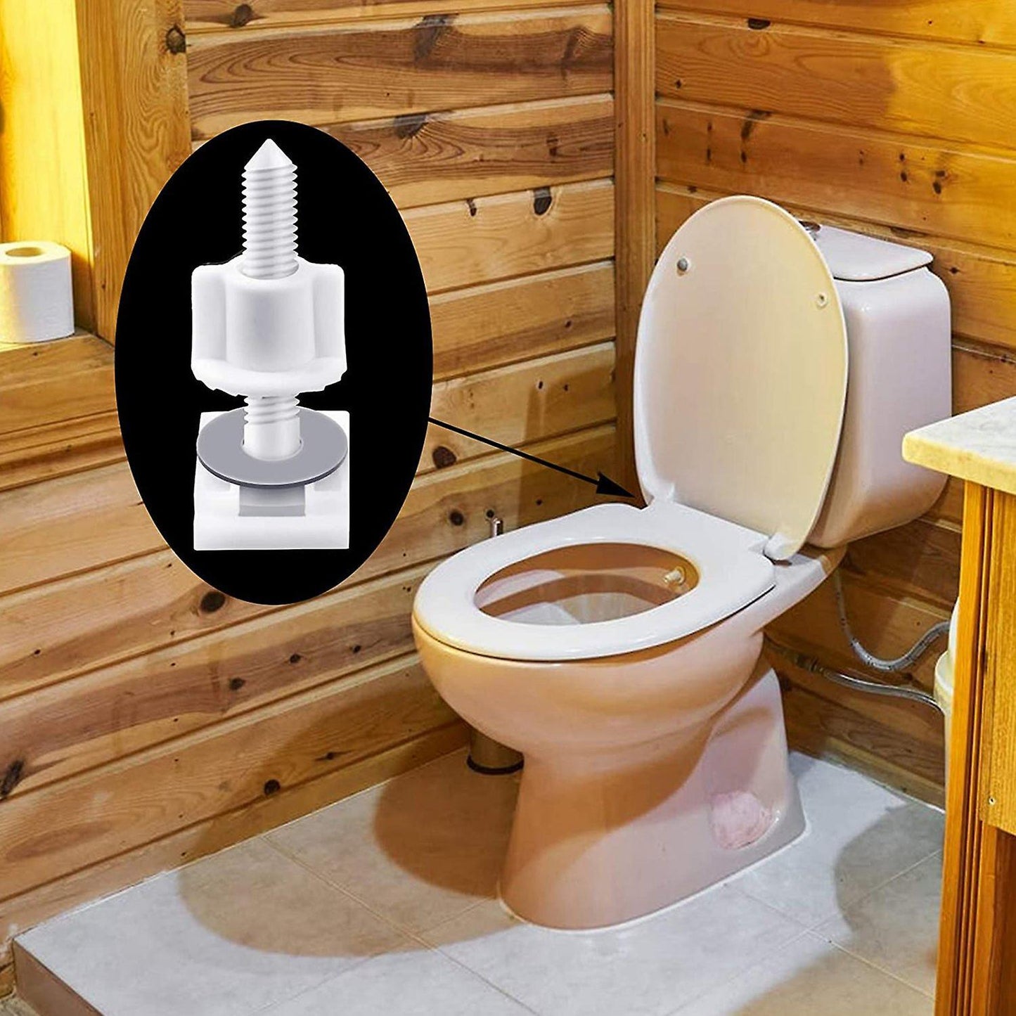 10 Pieces White Plastic Toilet Seat Screws and Nuts with Rubber