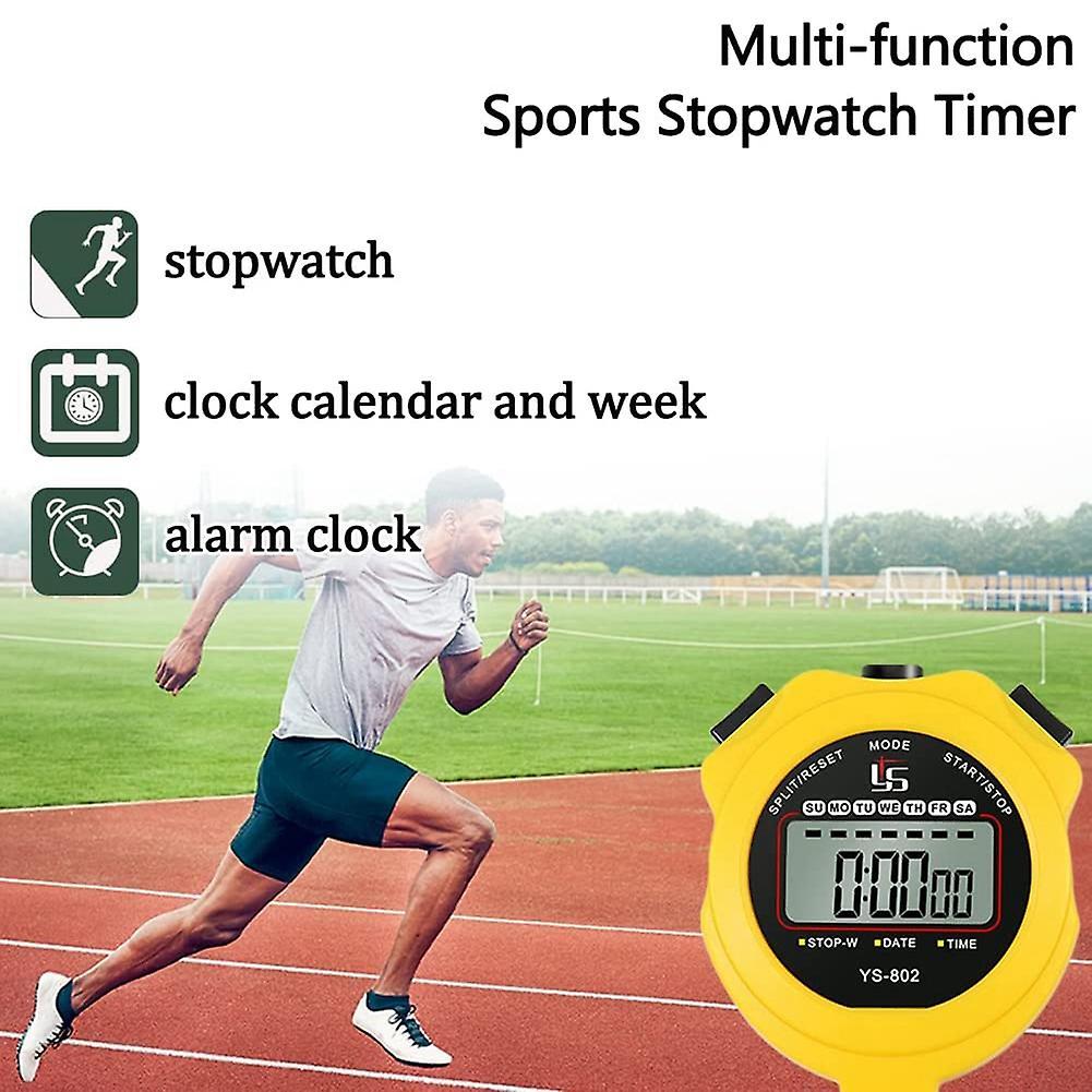 Sports Stopwatch with Clock Calendar, Shockproof Stopwatch,red