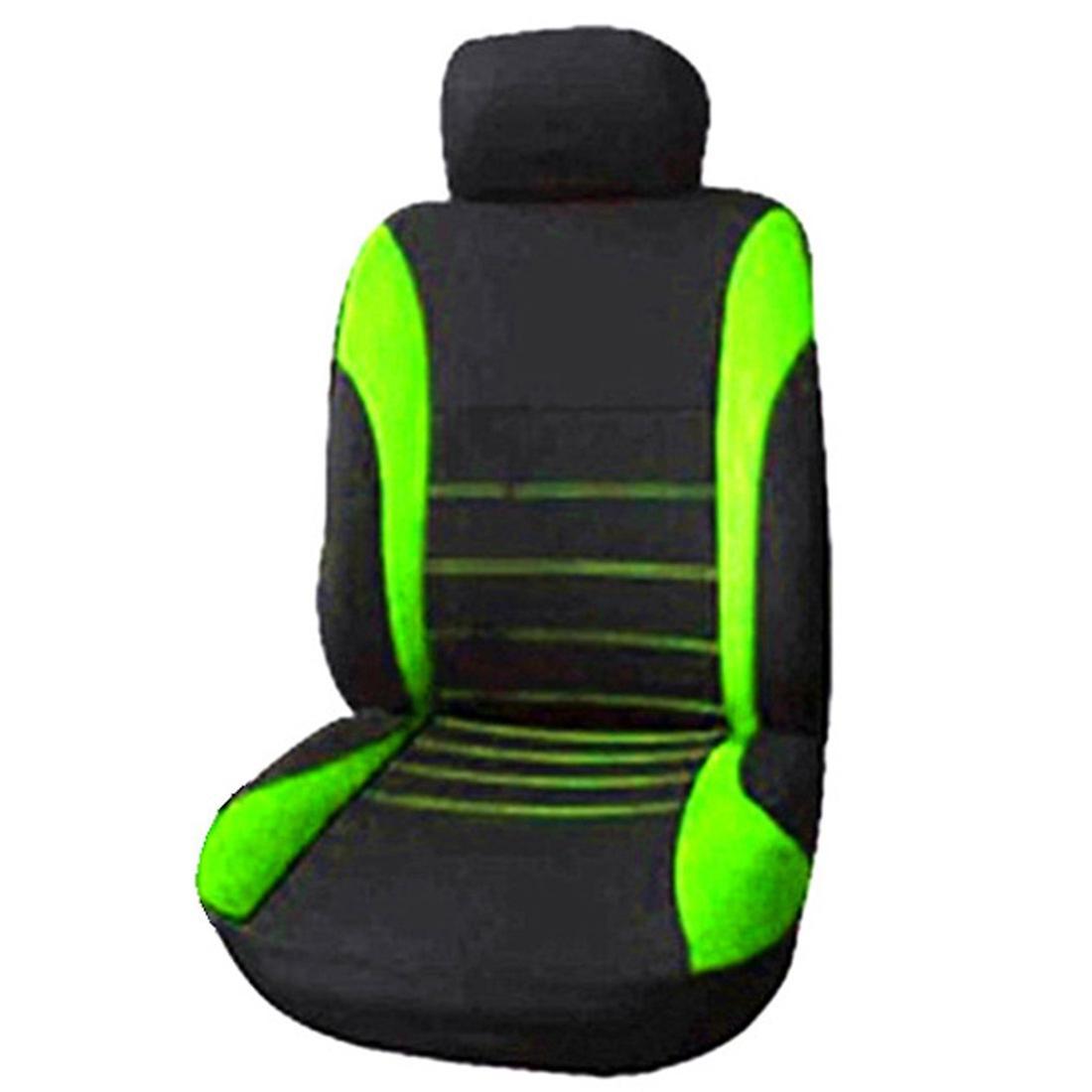 Front Car Seat Covers Front Airbag Ready , 2-piece Set(black + Green)