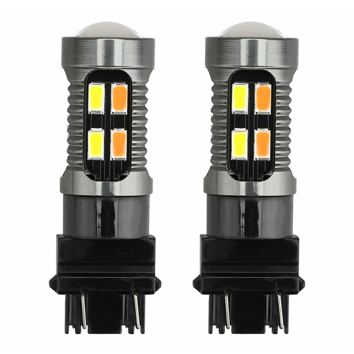2x Led Light Dual Color T25 3157 P27-7w 5630 20smd White Amber B