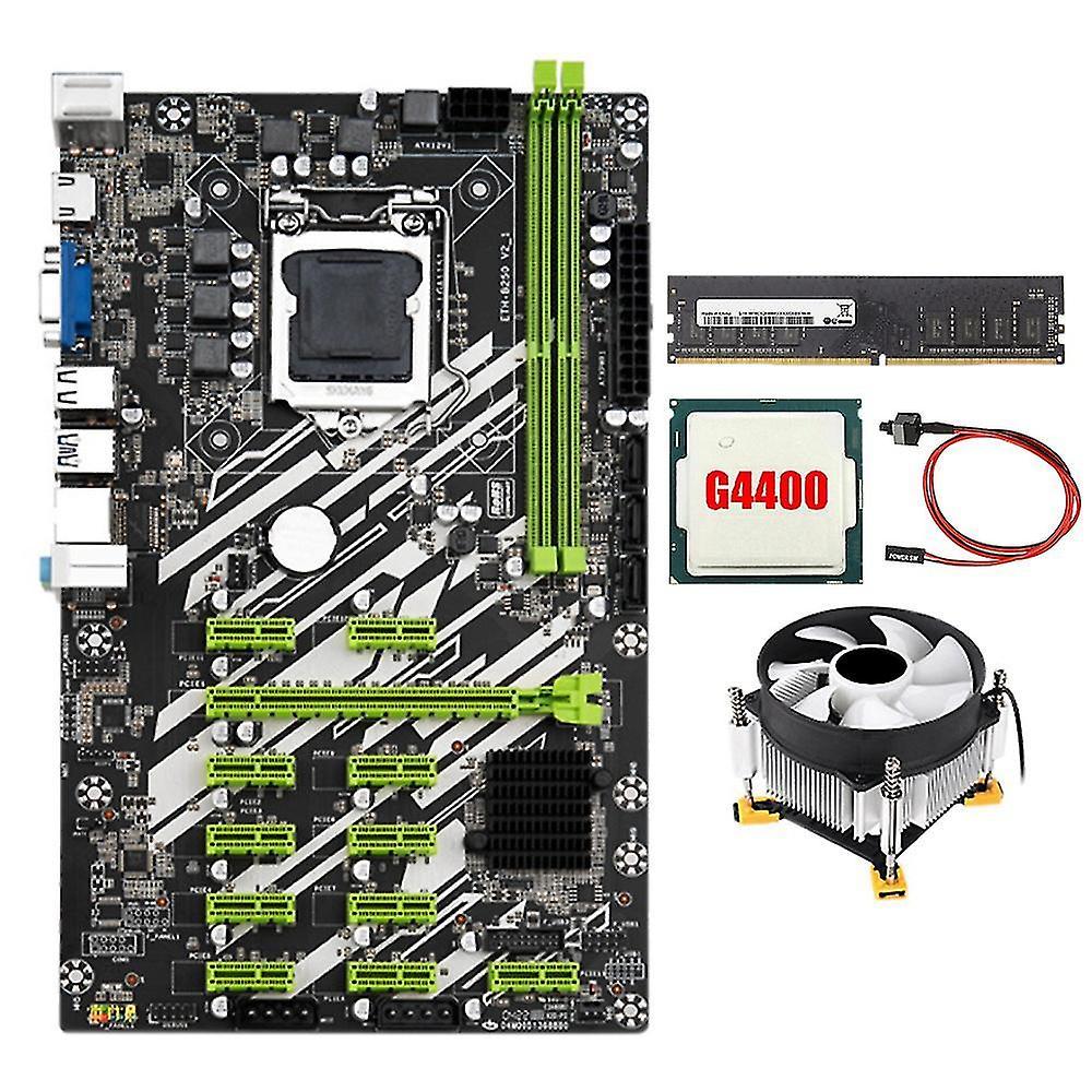 B250 Btc Mining Motherboard with 4400cpu+8g Ddr4 Ram 12 Pci-e Slots