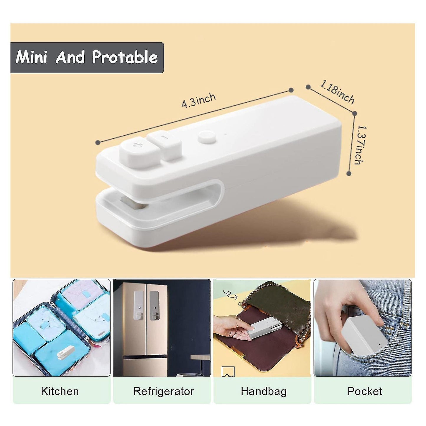 Usb Charging Mini Sealing Machine Household Snack Small Grey