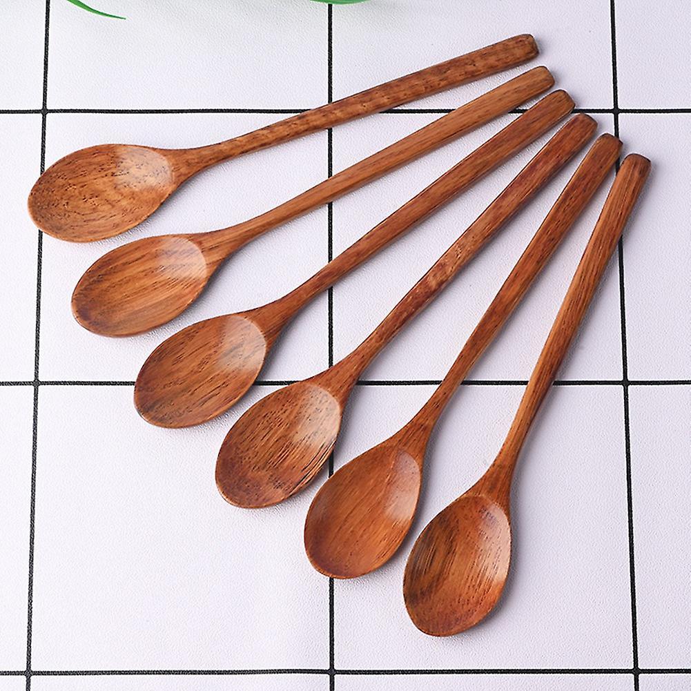 10 Pieces Wood Soup Spoons for Stirring, Long Handle Spoon Utensil
