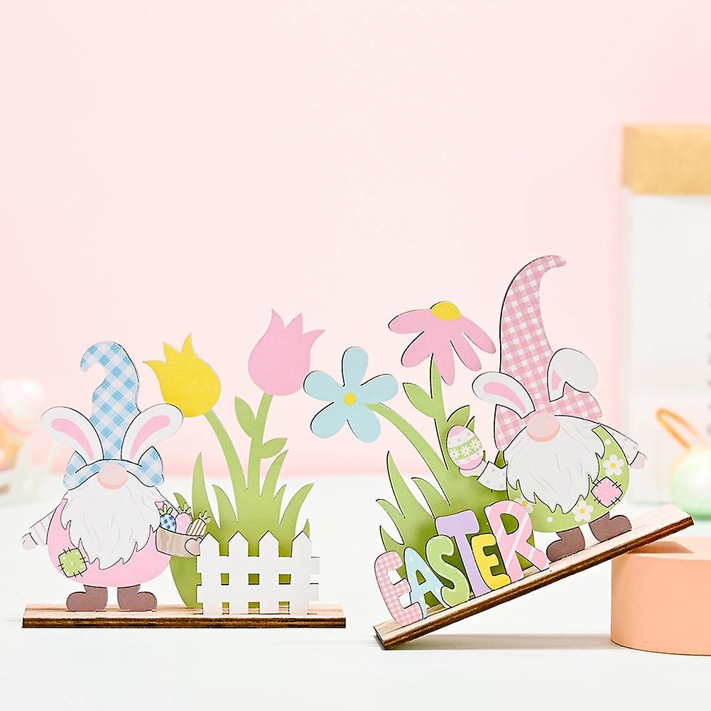 2pcs Wooden Crafts Easter Decoration for Home Diy Easter Party Decor