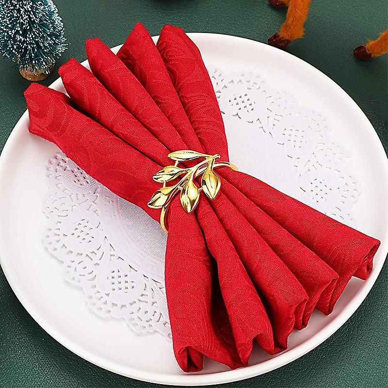 12pcs Napkin Rings, Leaf Napkin Holders Elk Snowflake Table Decor