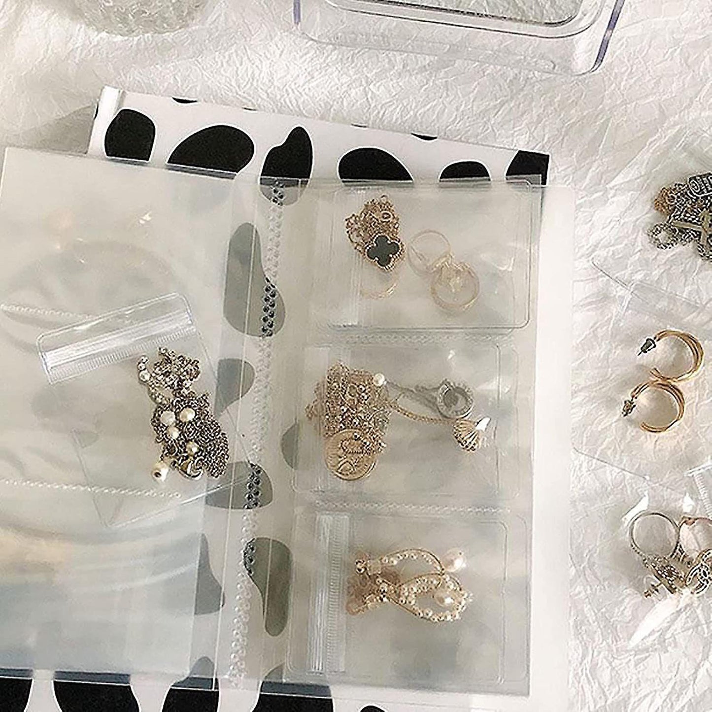Pvc Clear Jewelry Zipper Bag,jewelry Earring Storage Book,(84 Cells)