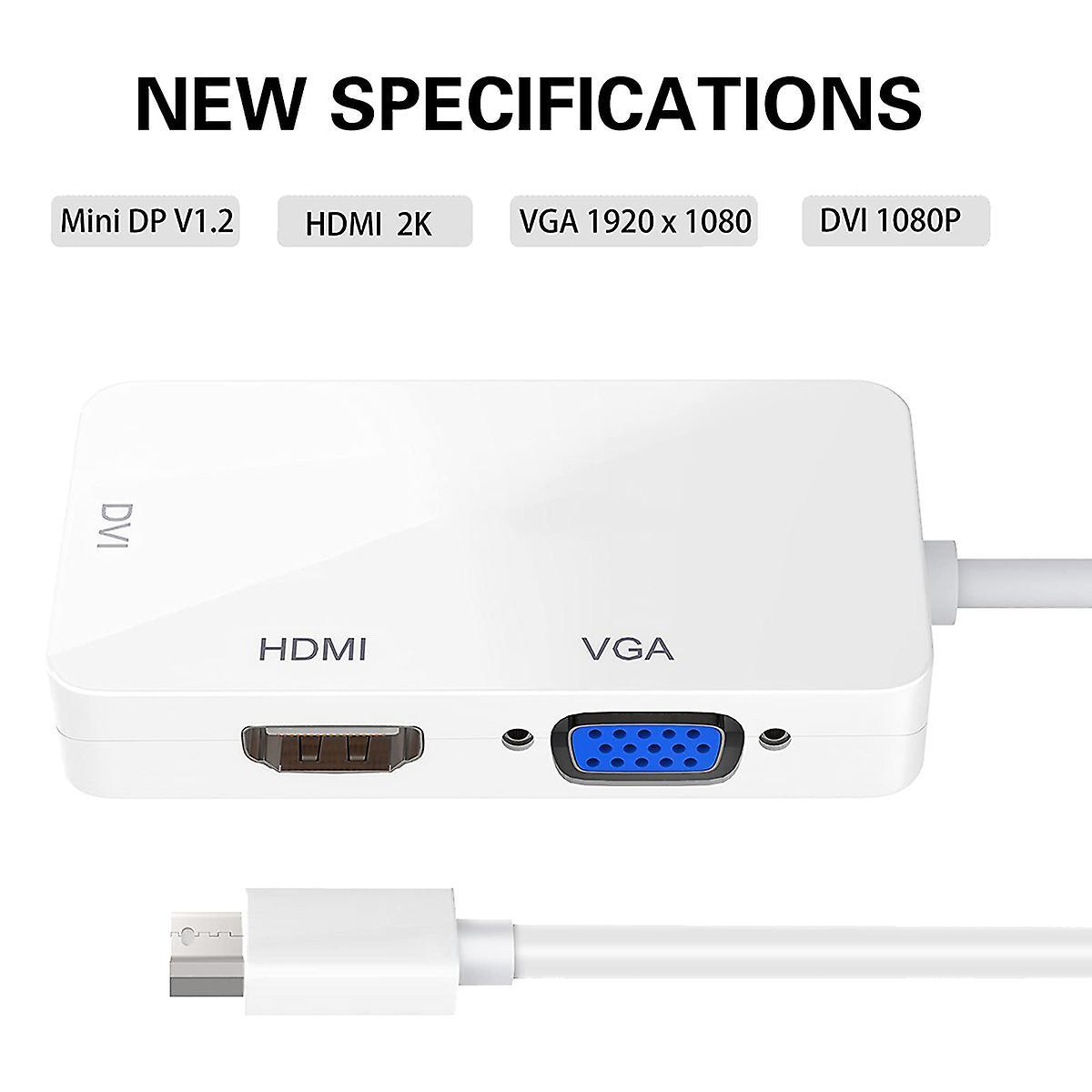 Adapter 4k, Mini Displayport to Hdmi-compatible/vga/dvi Video(white)