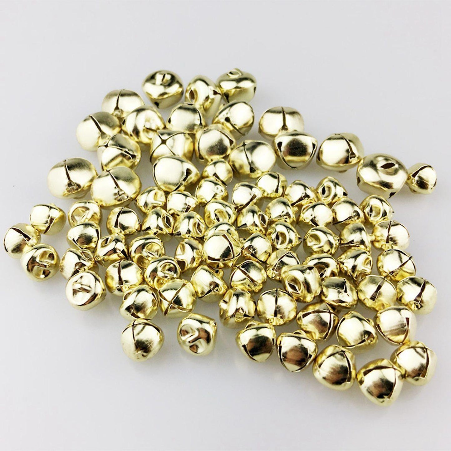 100 Pieces 15mm Metal Bells Mini Craft Bells Beads for Diy Gold