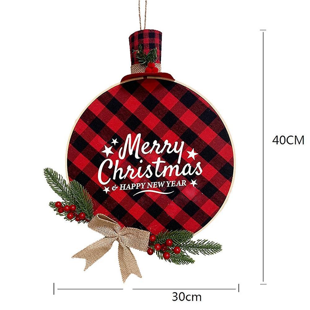 Buffalo Plaid Wreath Christmas Hanging Ornaments for Home Decoration