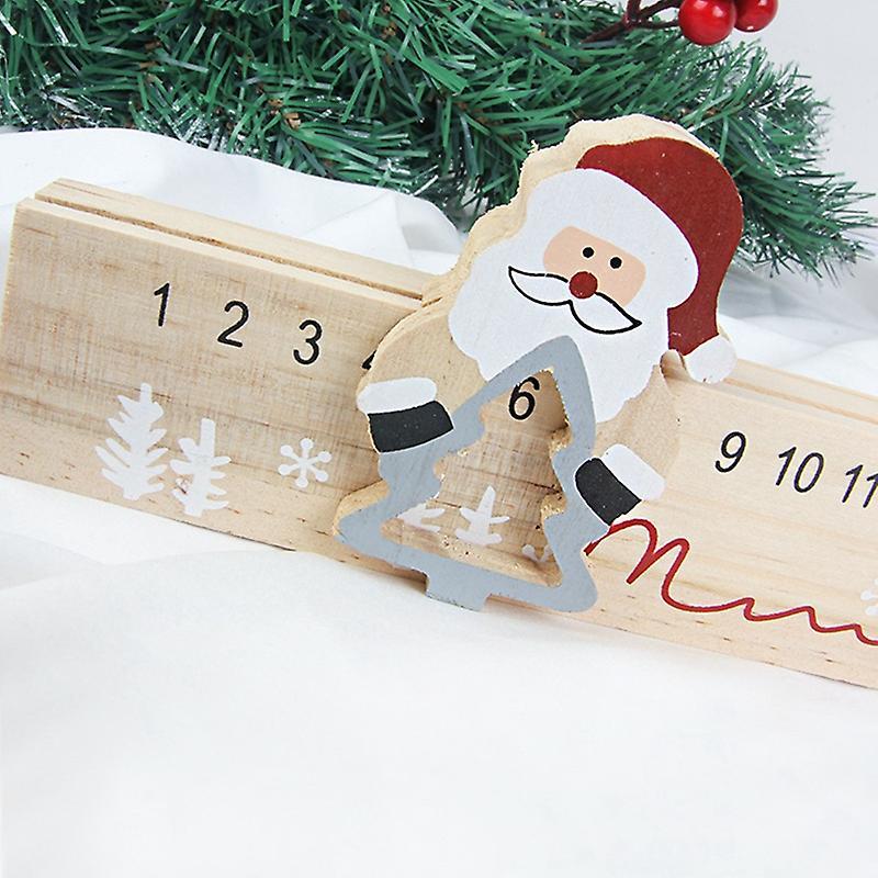 Christmas Calendar Countdown Wooden Santa Claus for Children and Kid