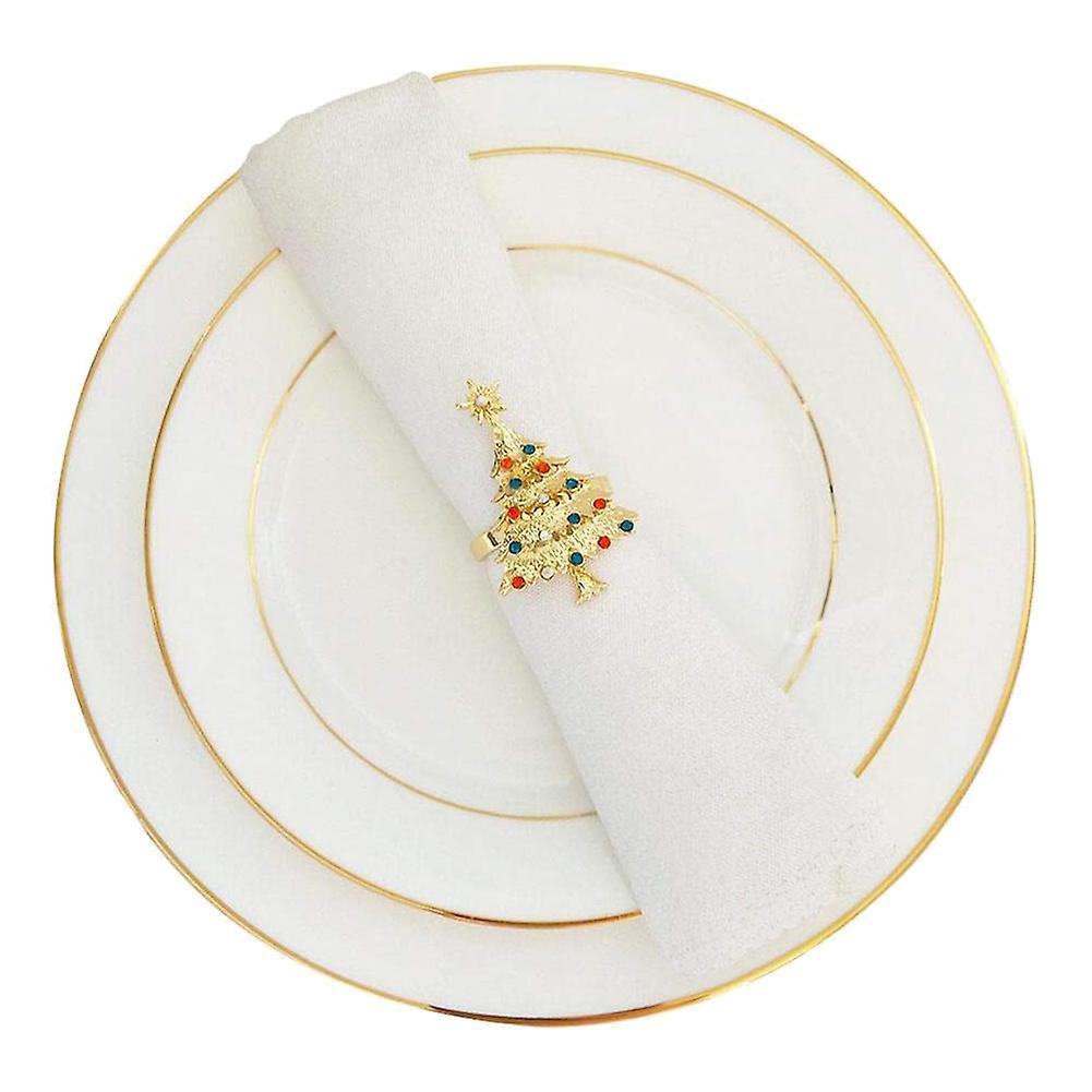Set Of 4 Christmas Tree Napkin Rings Buckle Rhinestone Napkin Buckle