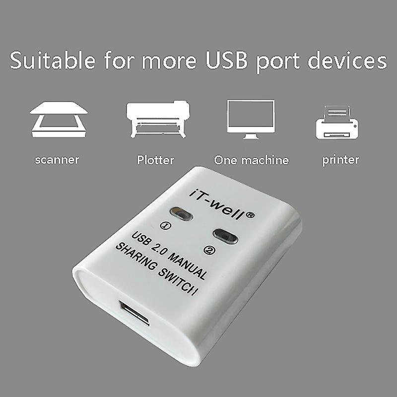 It-well Usb 2 In 1 Out Printer , 2-port Manual Kvm Converter White