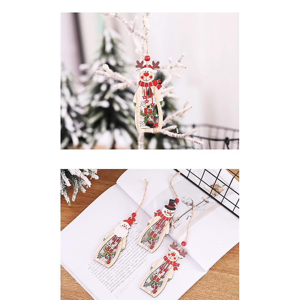 Wooden Diy Christmas Tree Hanging Ornaments Pendant for Home