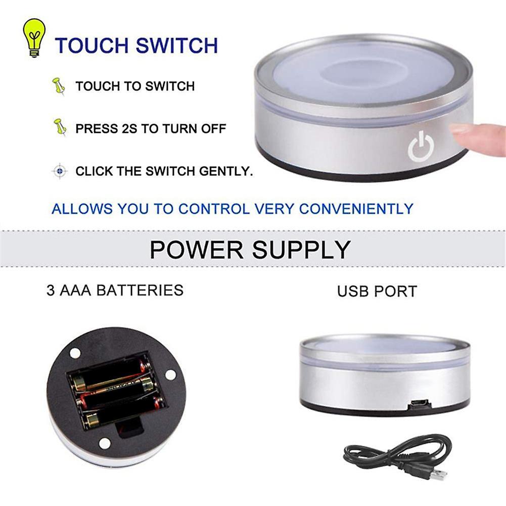 Led Light Base with Sensitive Touch Round Colorful Silver Concave