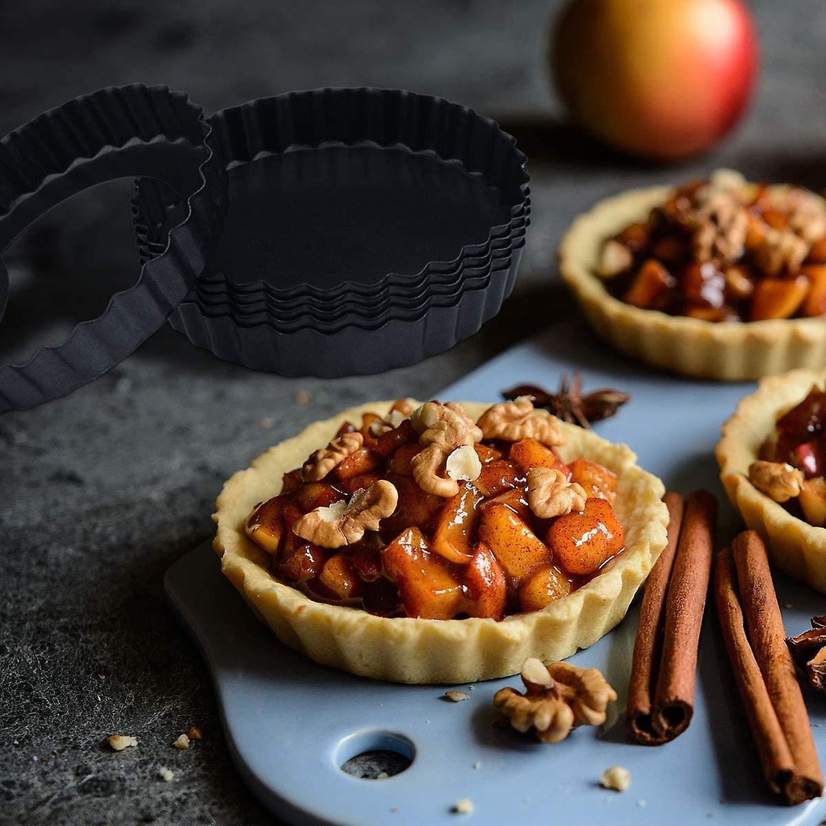 Tart Pan Set Of 6,small Non-stick 4-inch Quiche Pan Removable Bottom