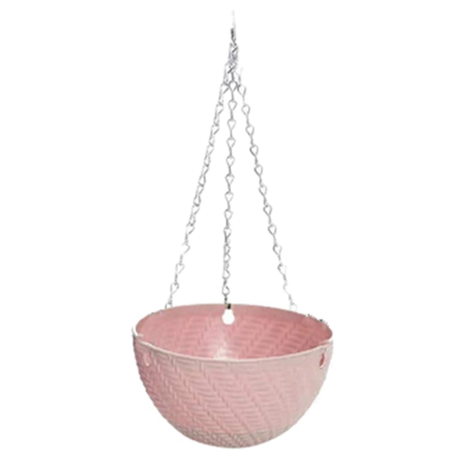 Plastic Hanging Basket 16x10cm Garden Plant Chain Planter (pink)