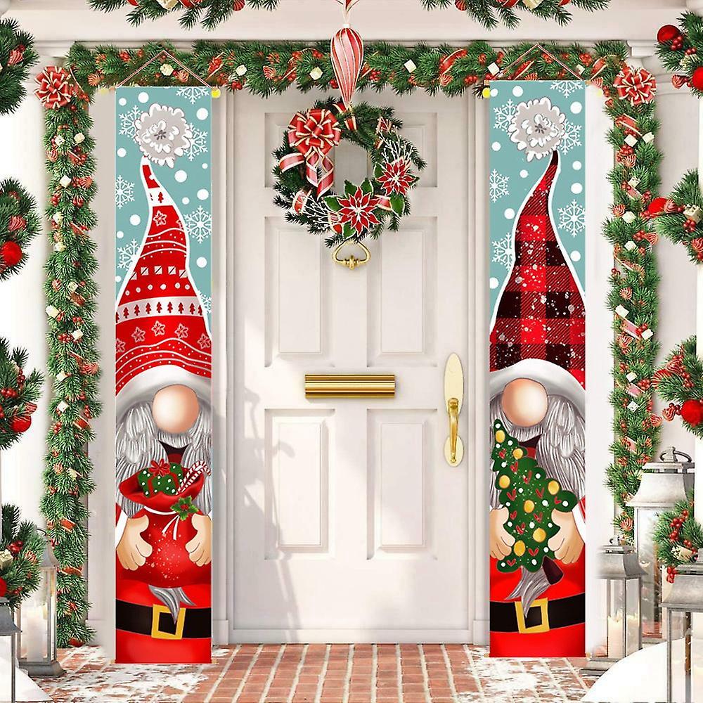 2pcs Christmas Outdoor Banner Hanging Sign Home Decoration Ornaments