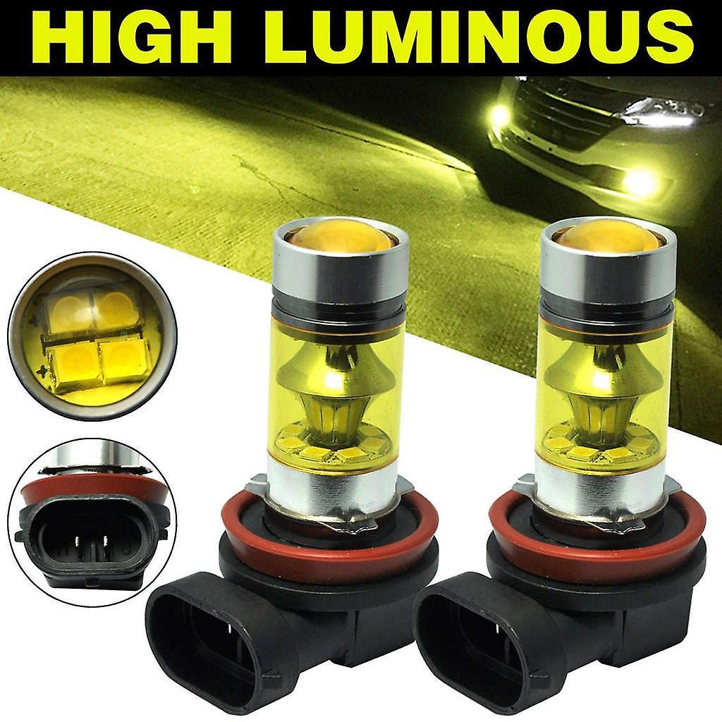 2 X High Power Led Lights 100w H11 Yellow Fog Light 20led Headlight