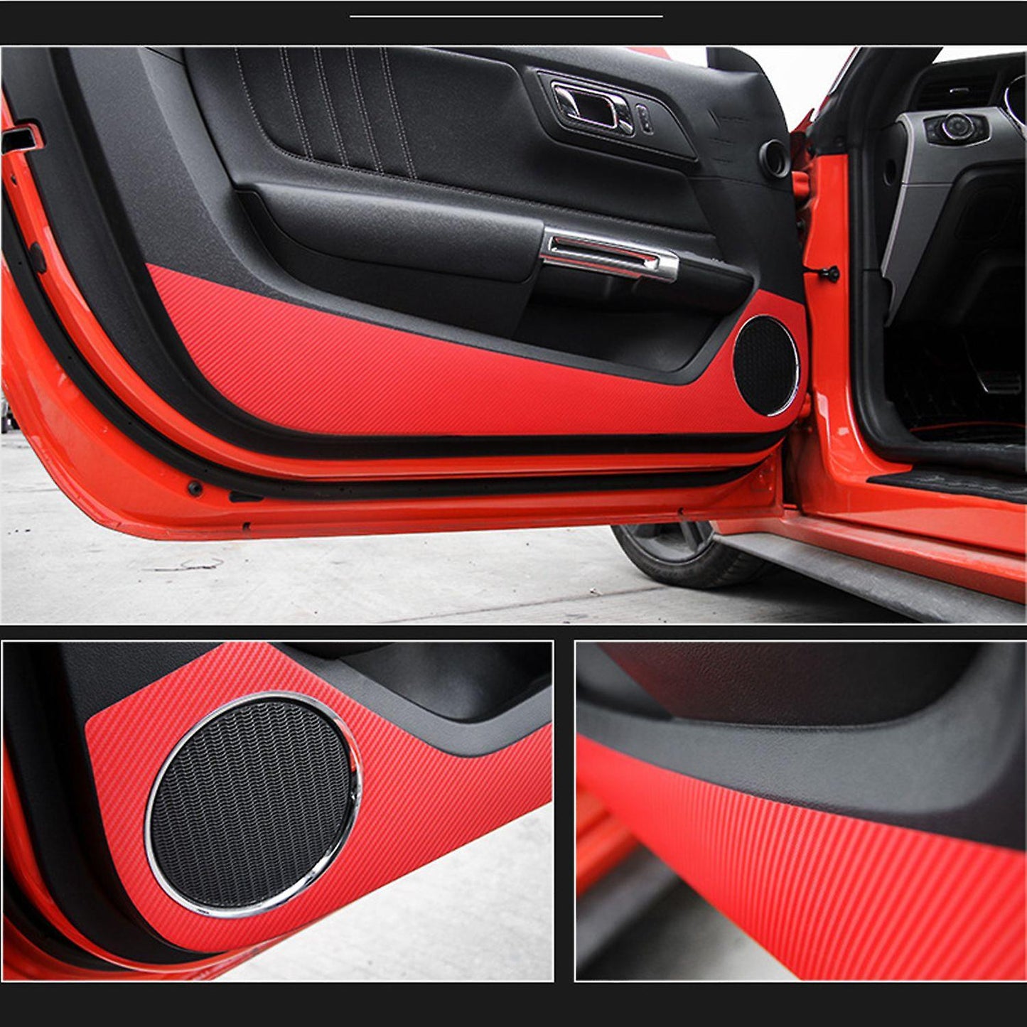Car Carbon Fiber Door Anti-kick Anti-dirty Sticker for Ford Mustang