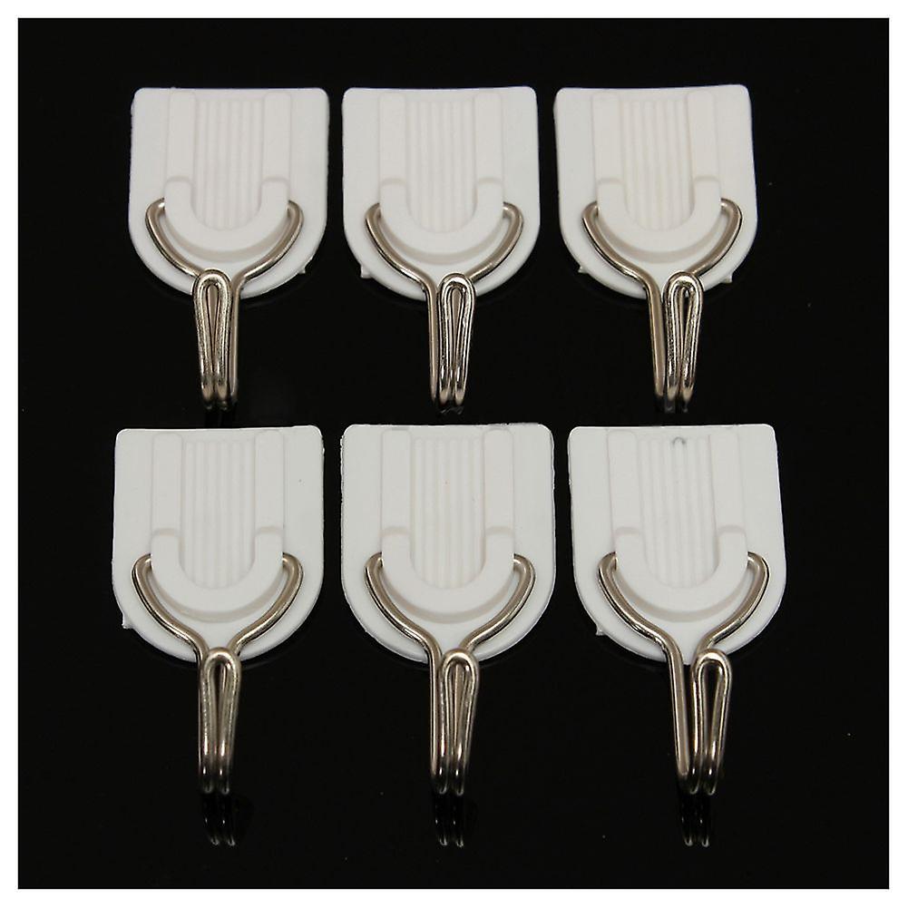 6pcs Wall Door Self-adhesive Hook Tile Kitchen Sticky Hanger