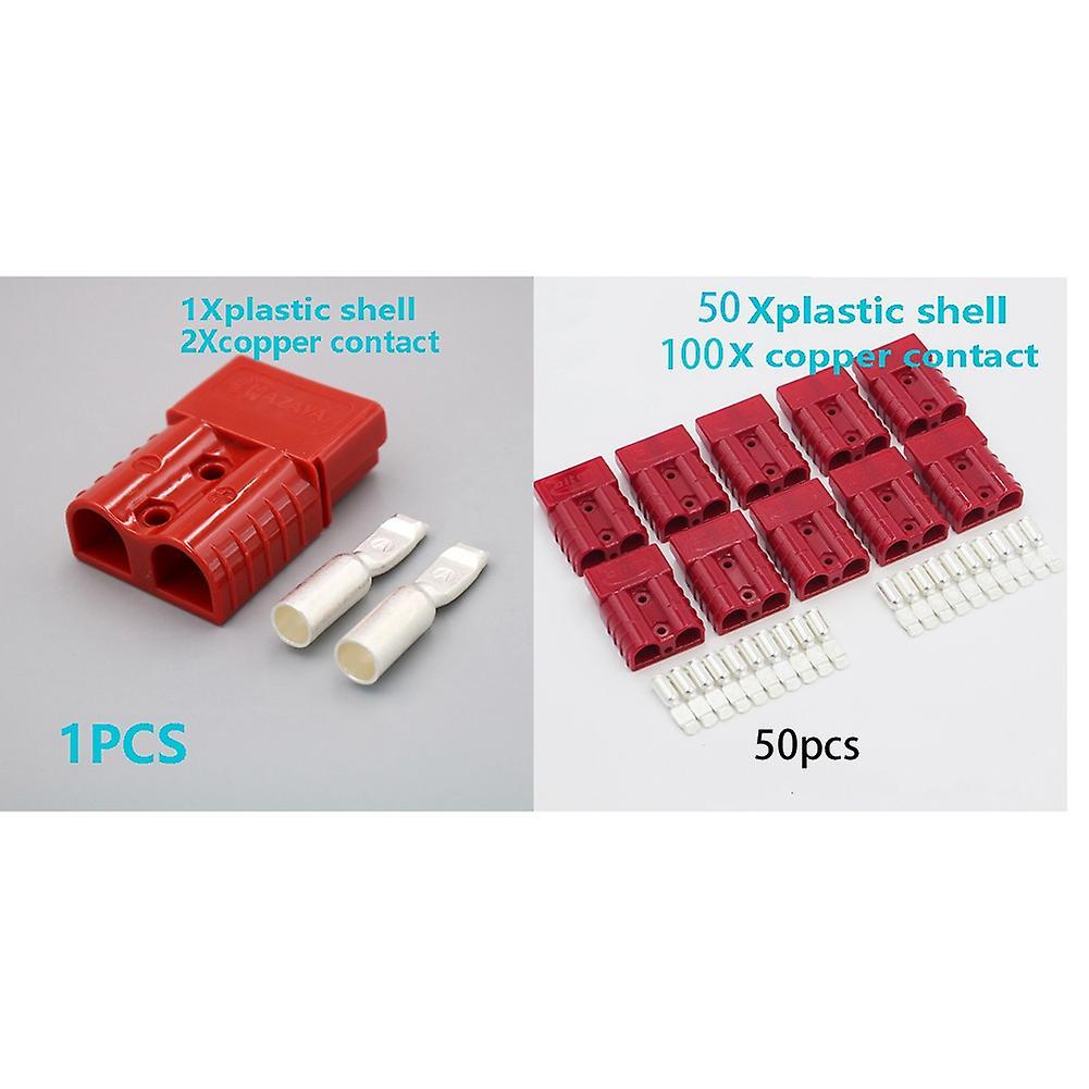 50pcs 50a Power Plug Connector Double Pole with Copper Red Color