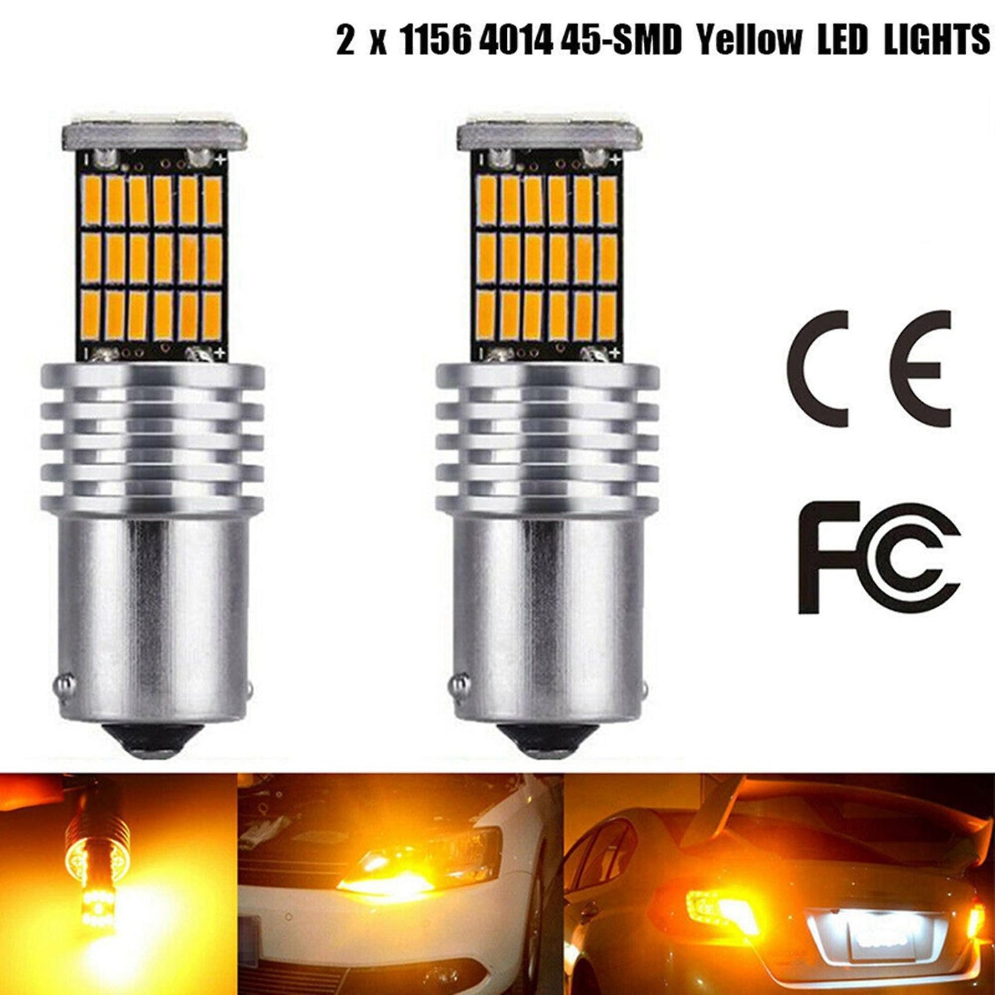 4x1156 Amber 7506 P21w Led Bulbs Yellow Front Rear Turn Signal Lights