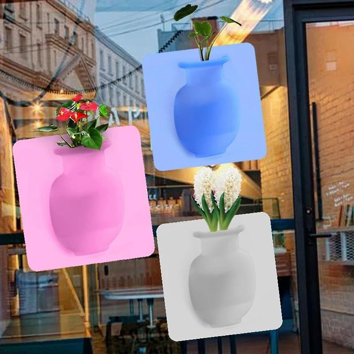 Silicone Sticky Vase Wall Flower Plant Vases Diy Home Decoration C