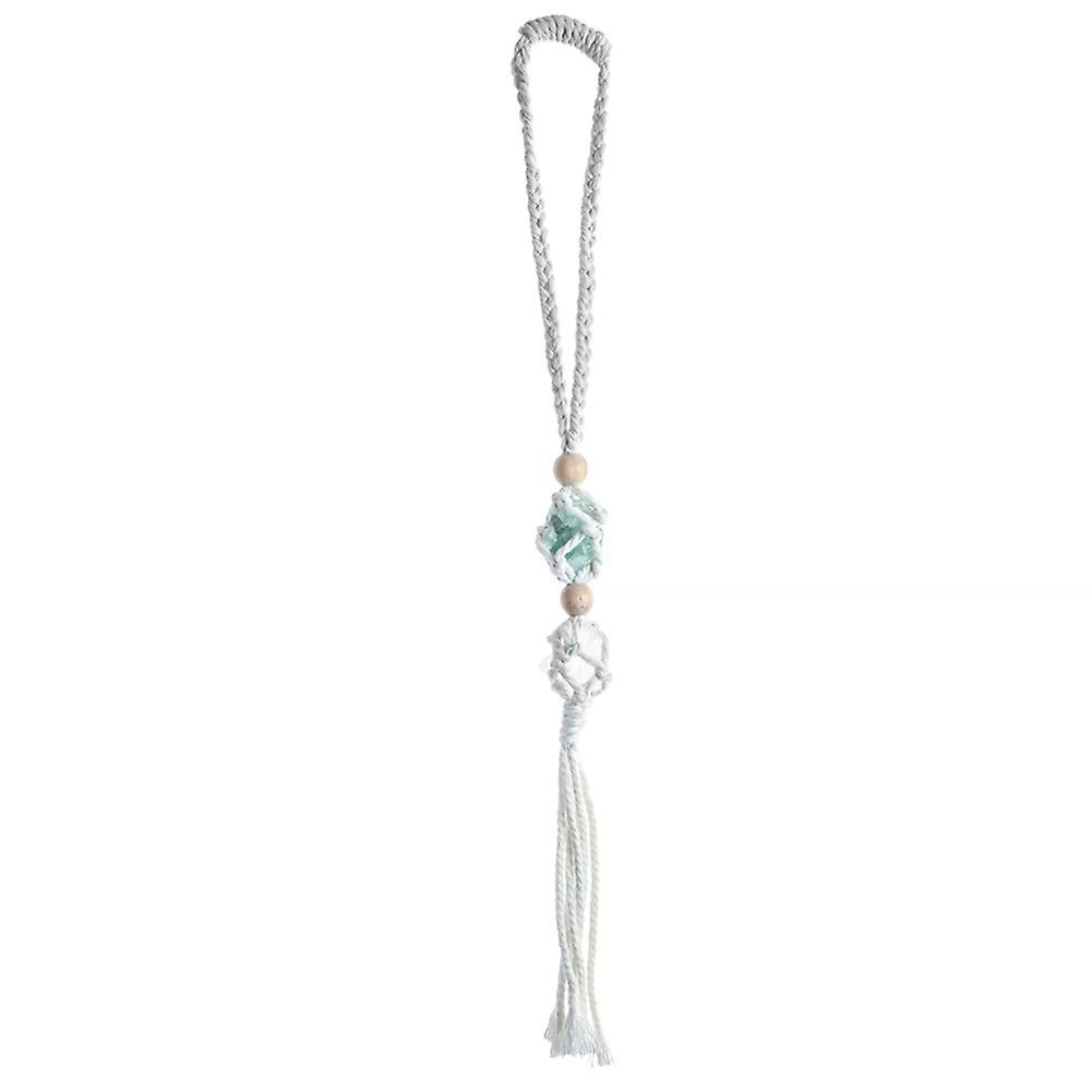 Ethnic Style Tassel Car Pendant Gemstone Wooden Bead Car Pendant,a