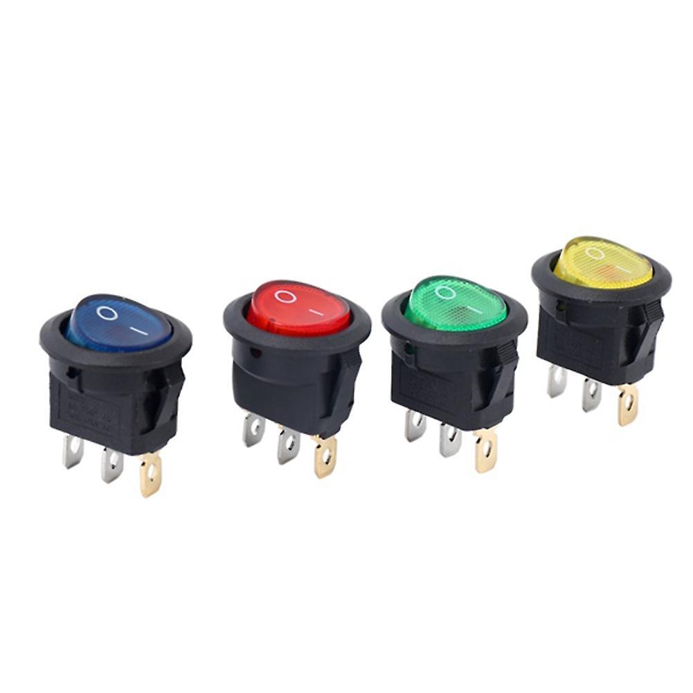 20 Pcs Four Colors 12v 3pins Led Rocker Toggle Spst Switch Dot Light