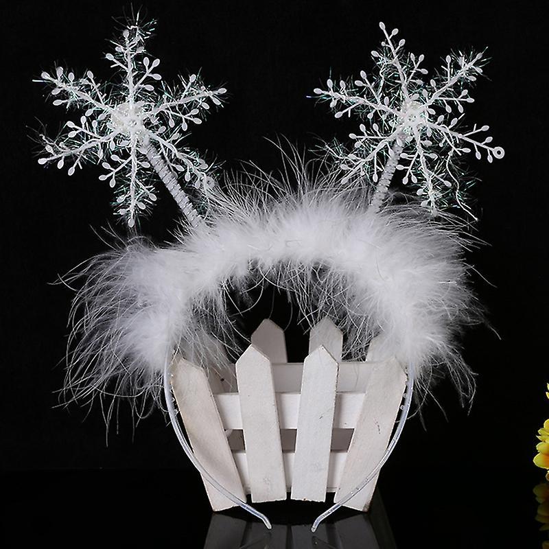 6pcs Christmas Ornaments Christmas Headdress Snowflake Headband White
