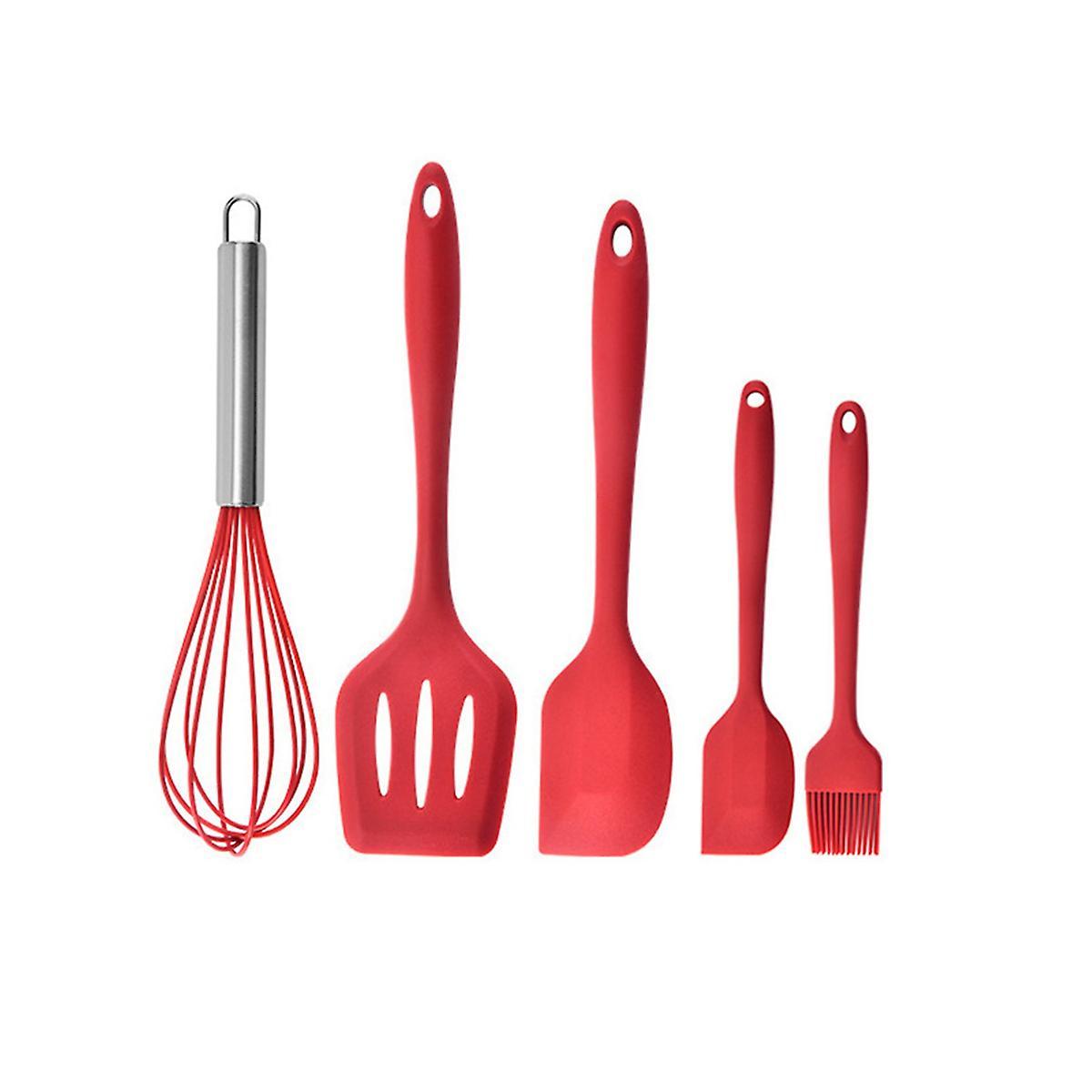 Silicone Set Baking Tools 5-piece Set Spatula Oil Brush Set Red