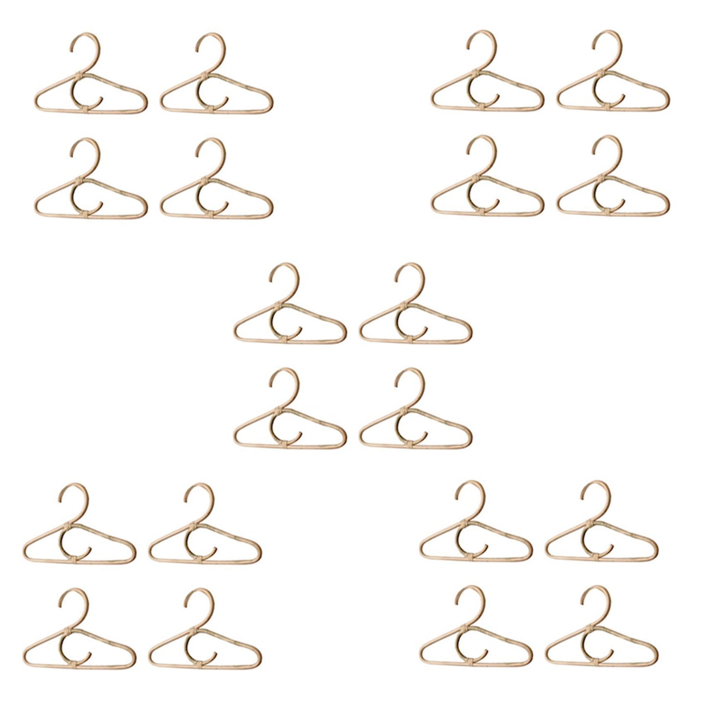 20pcs Rattan Clothes Hanger Nordic Style Kids Garments Organizer Rack
