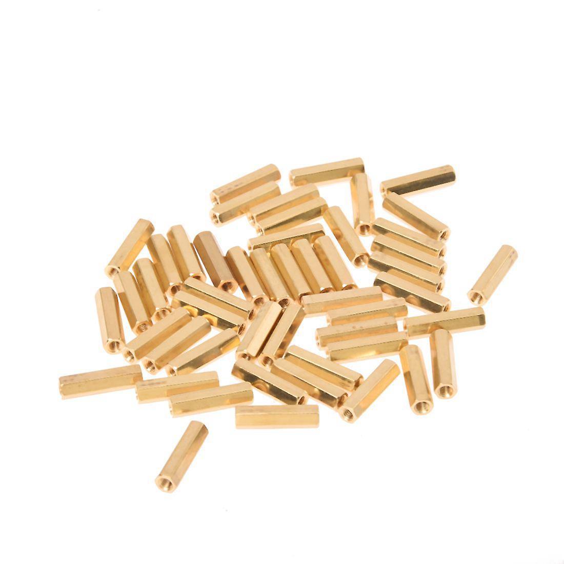 50pcs Gold Tone Hexagonal 18mm Long M3 Female Thread Standoff Spacer