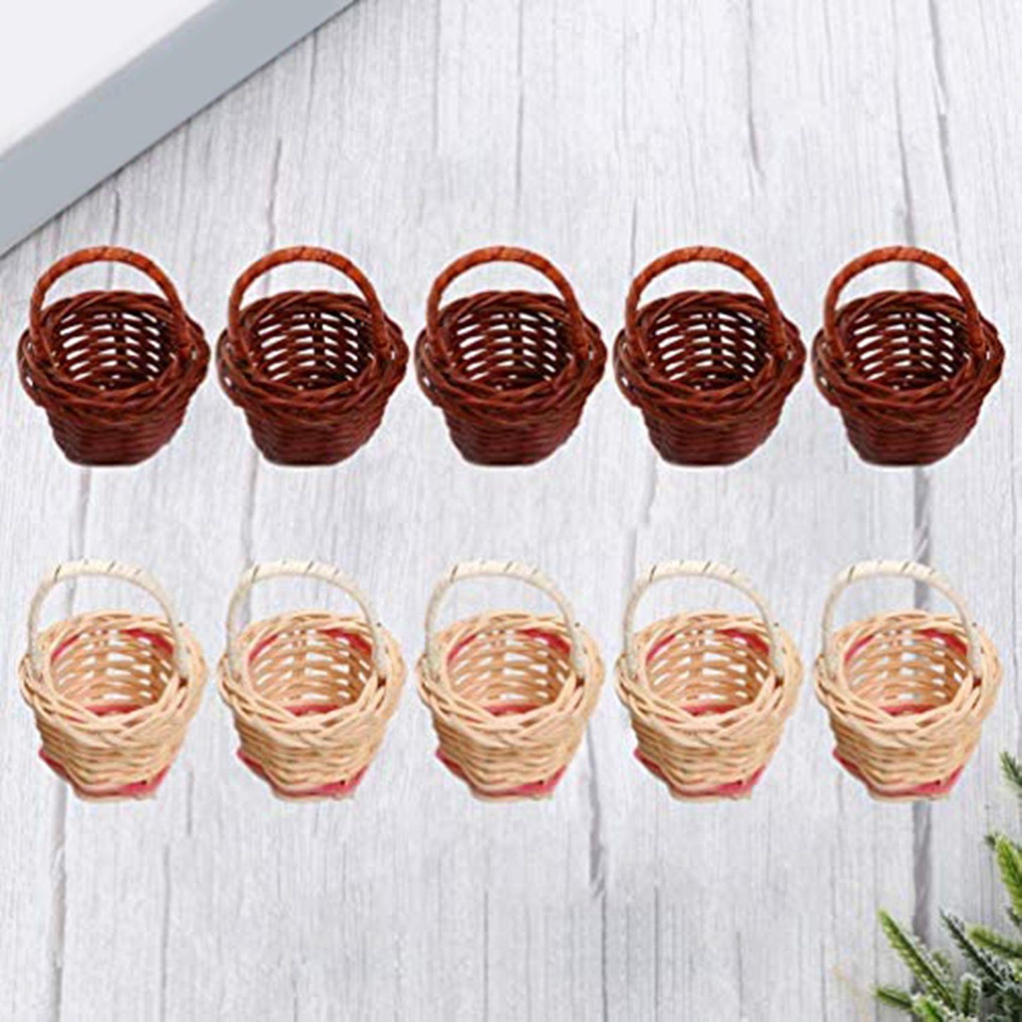 10pcs Basket Mini Woven Baskets with Handles Plant Pots Containers