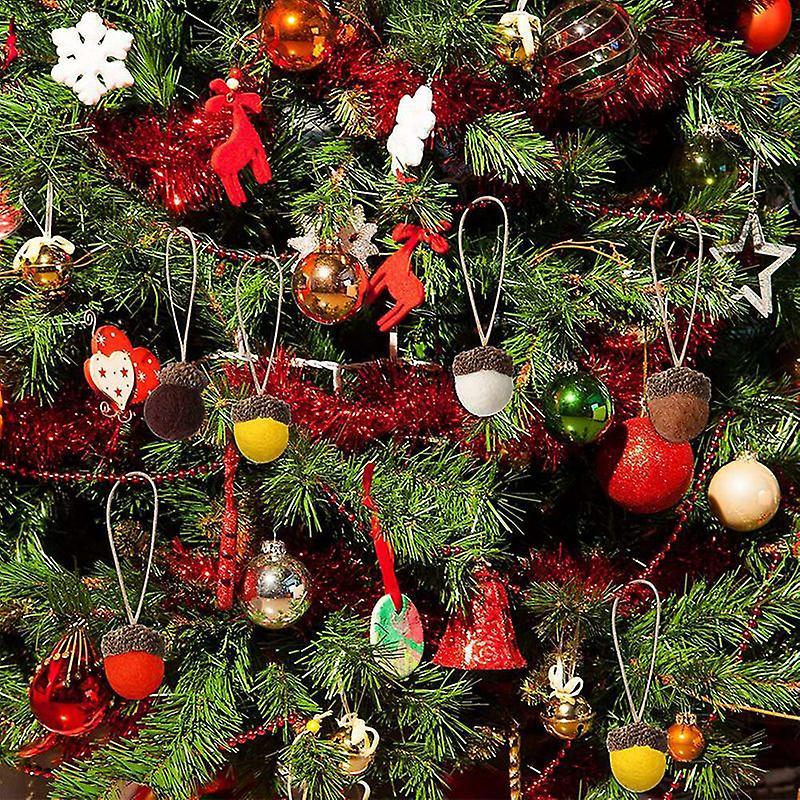 24 Pieces Felt Acorn Ornaments Balls Wool Felt Acorns with Rope (a)